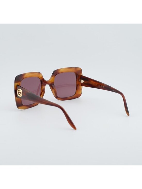 Gucci GG0896S 004 Women Sunglasses Havana Square Frame, Violet Lenses main image 5